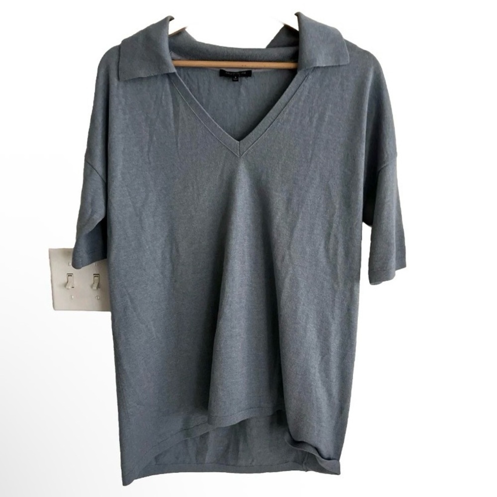 Lafayette 148 New York Collar Oversized Small Cashmere Silk Sweater Shirt